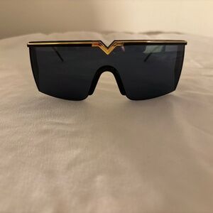 Versace S90 09M Vintage Sunglasses Black and Gold, Rare Vintage, 1980s, (New)